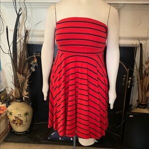 Torrid Red and Blue Strapless Dress